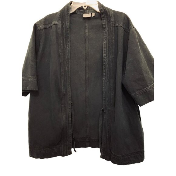 ASOS Black Denim 3/4 Sleeves Open front Cardigan Size Med - Picture 2 of 11